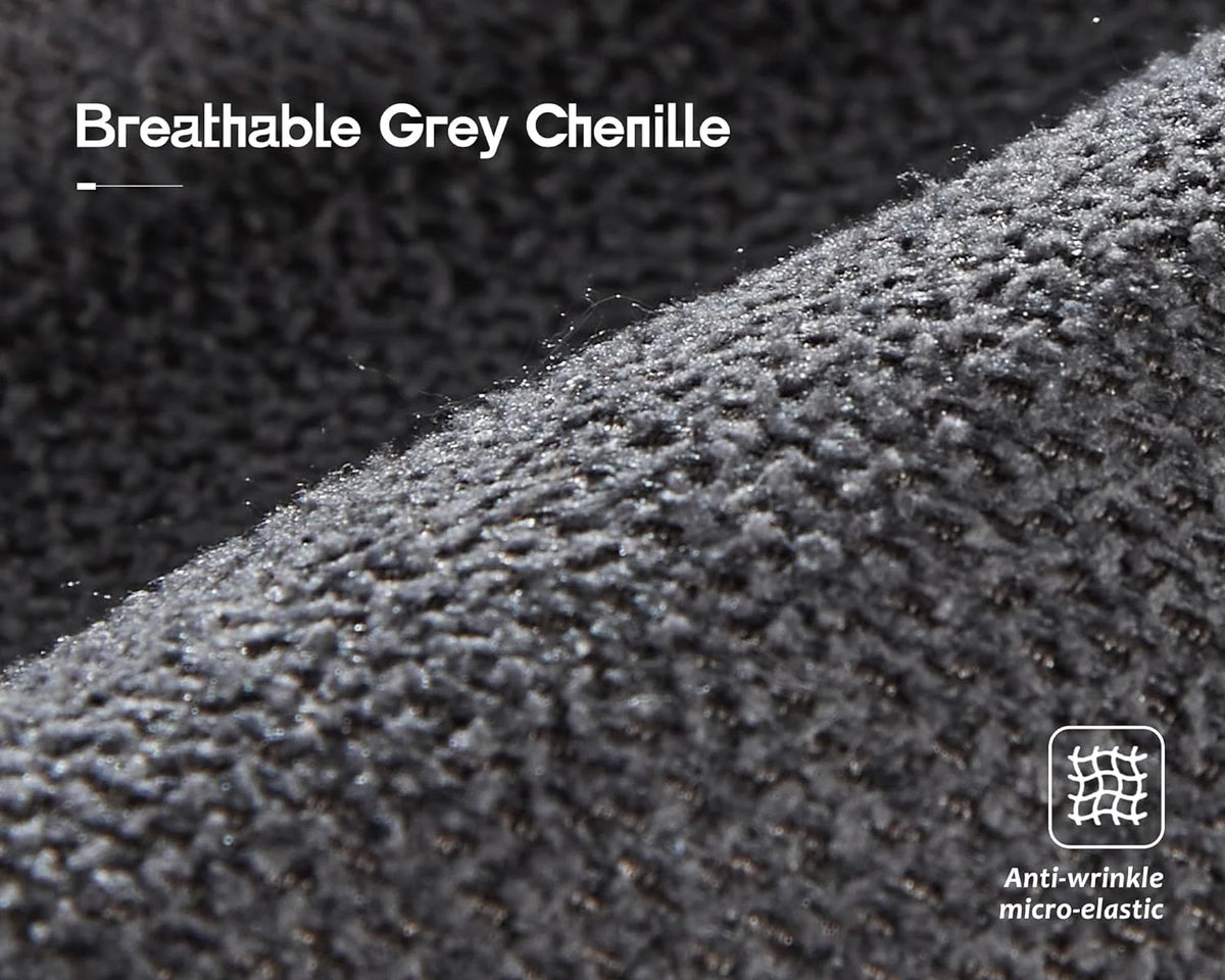 Grey Chenille Sofa with USB Charging Ports & Cup Holders B51219