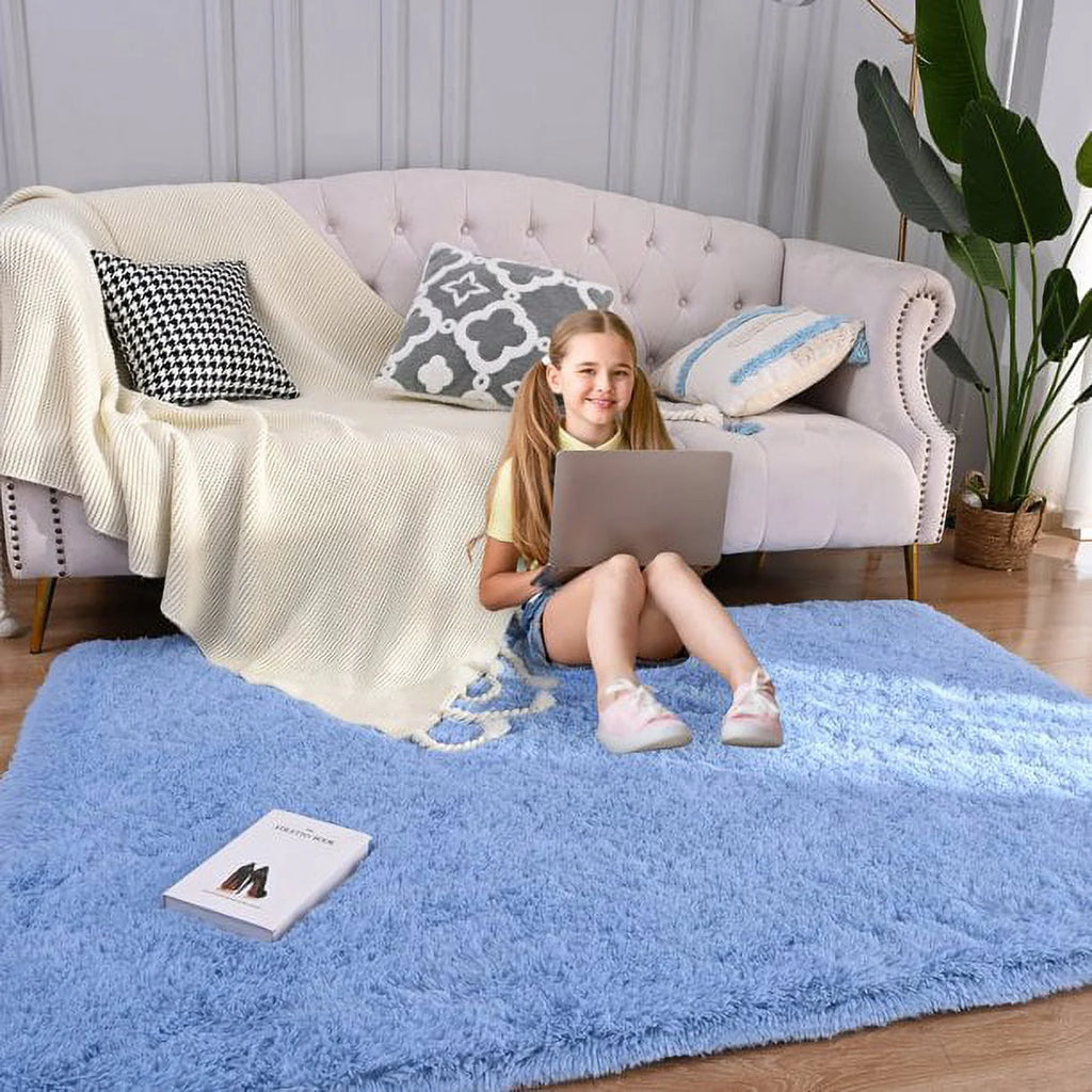 Super Soft Shaggy Area Rug 5'x8' Black P45900