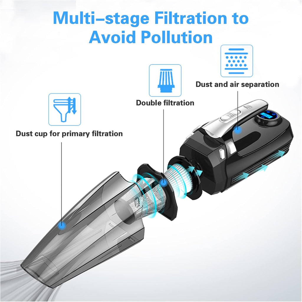 4-in-1 Cordless Handheld Car Vacuum with LED Light, Pack of 2 Q7402