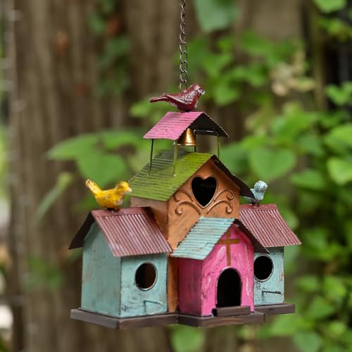 Large 4 Hole Metal Bird House with Bell Y120