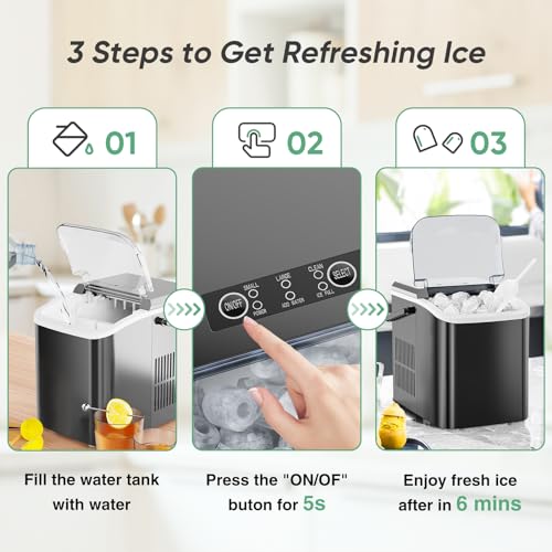 Portable Self-Cleaning Countertop Ice Maker 26.5Lbs/24H Black V957