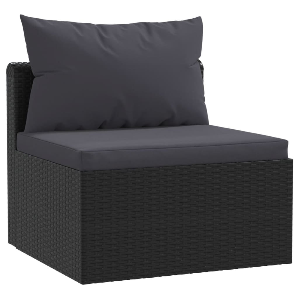 Black Poly Rattan 3 Piece Patio Sofa Set with Cushions H6145