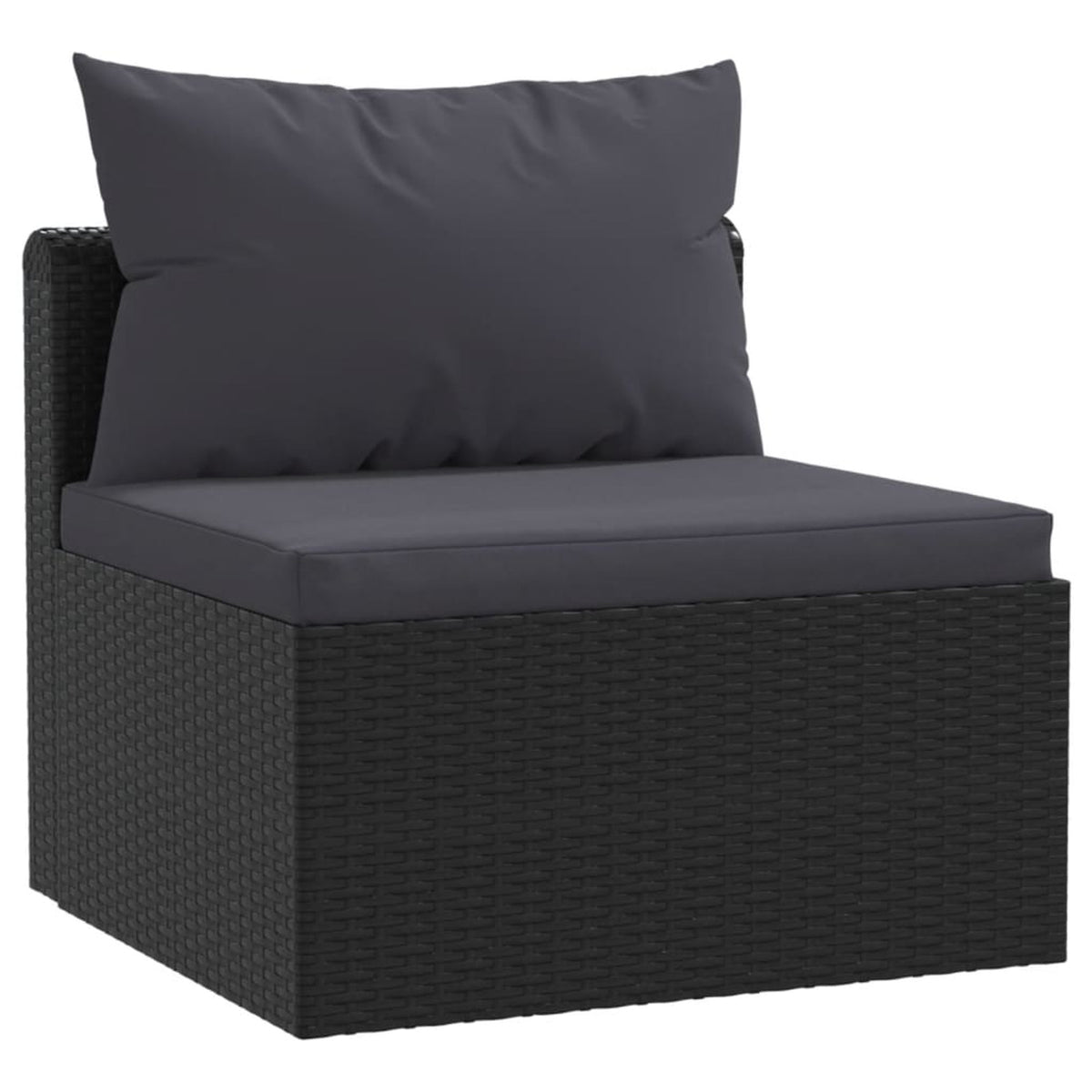 Black Poly Rattan 3 Piece Patio Sofa Set with Cushions H6145