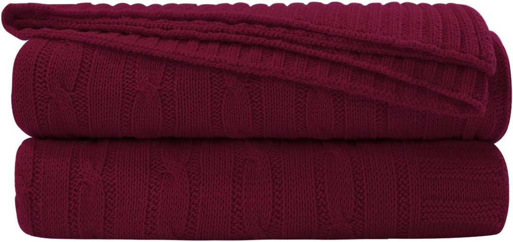 Rose Red 60x78 Inches 100% Cotton Knitted Throw Blanket N657