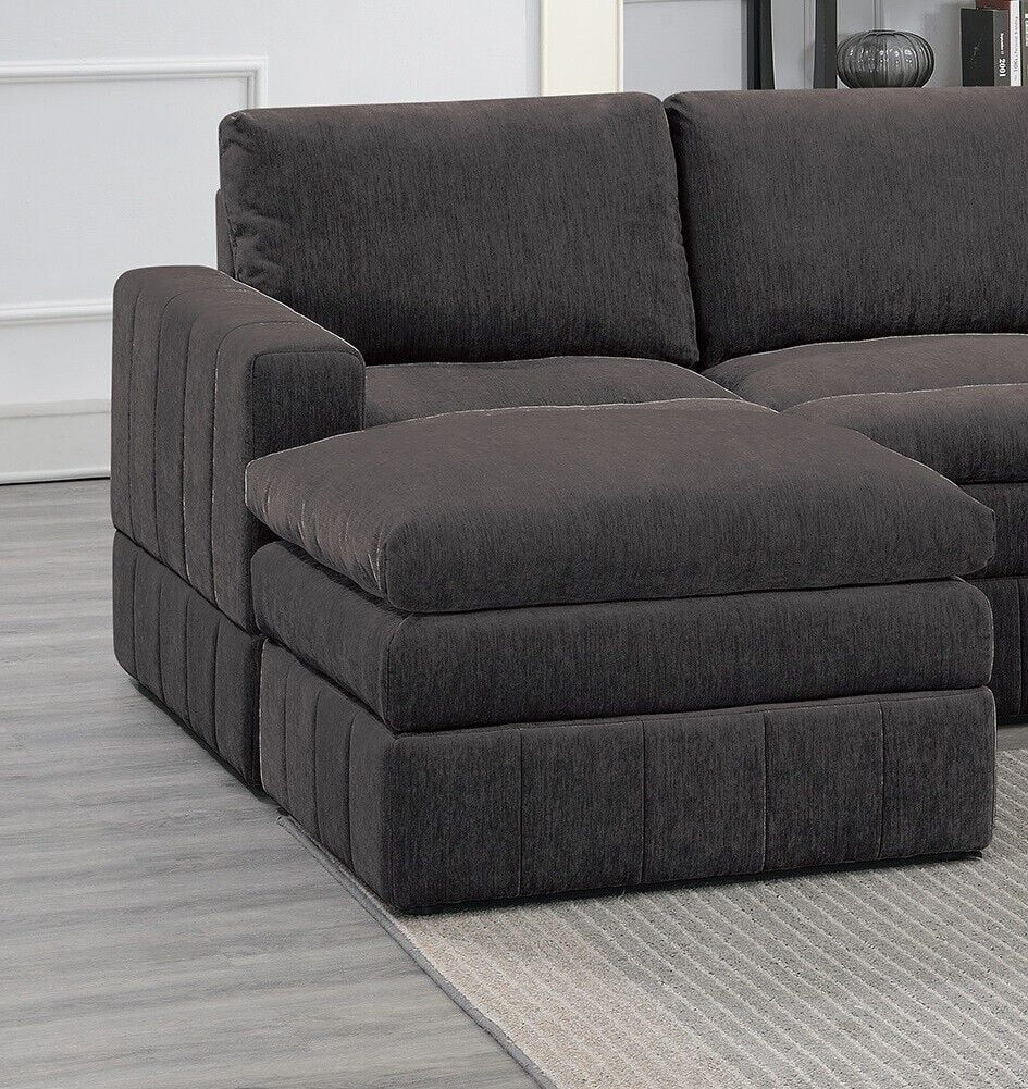 Plush Cushion 6pc Modular Sectional Set with Ottoman B8138