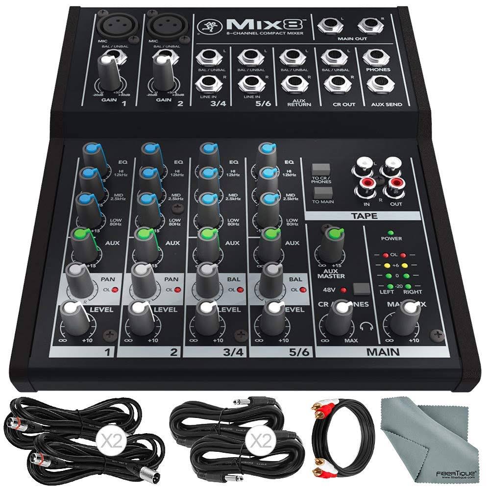 8-Channel Compact Mixer with Cables and Cleaning Cloth K355