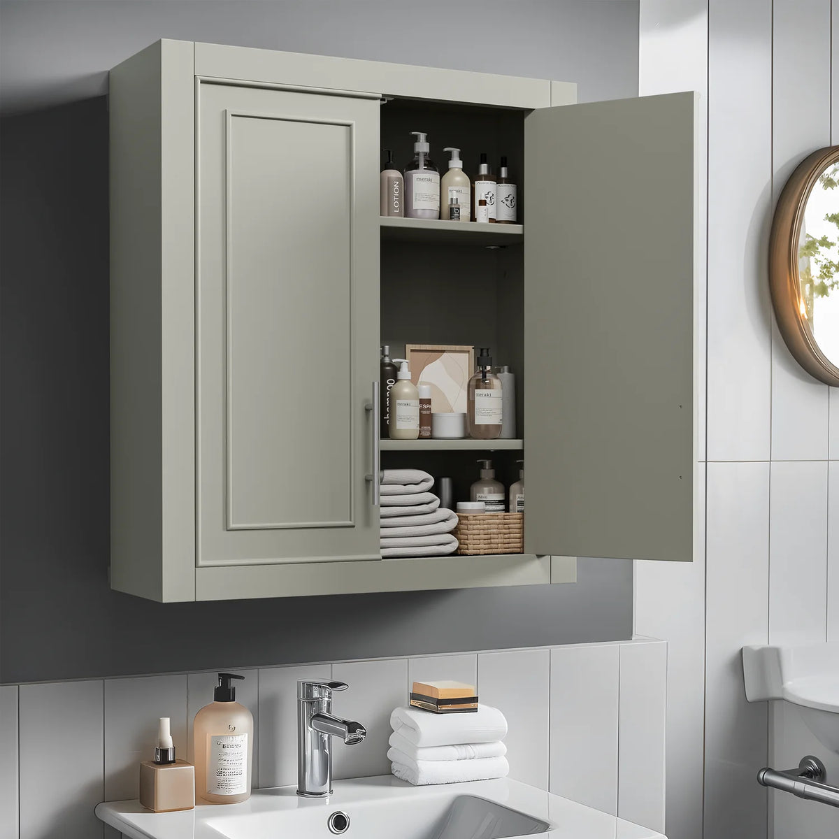 Gray Wood Wall Mounted Storage Cabinets R6454