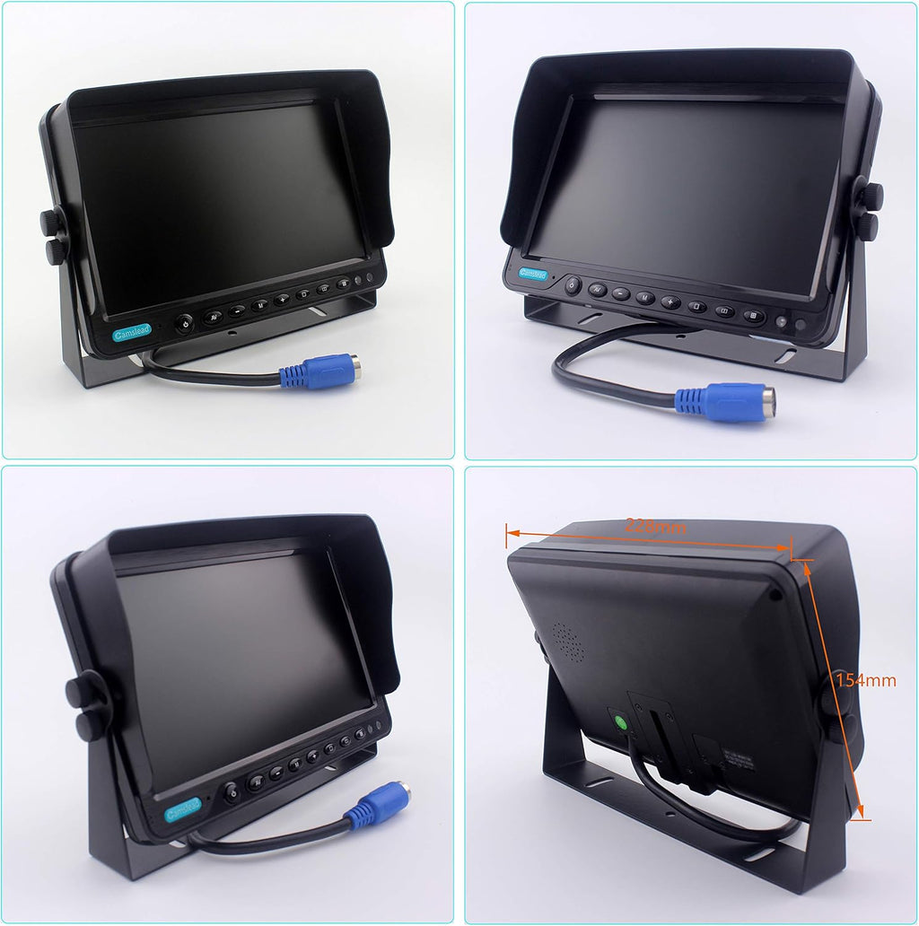 9 inch Monitor Car Backup Camera System with Quad Split Screen CCD Waterproof Night Vision Rear View Camera K173875
