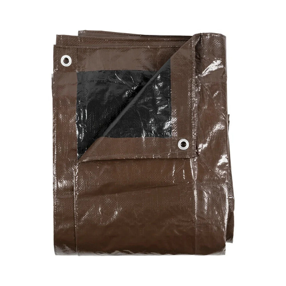 12 ft. x 12 ft. Heavy Duty Reversible Brown Poly Tarp with Grommets W1634