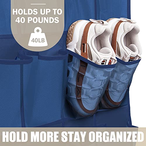 35 Mesh Pockets Blue Hanging Shoe Organizer A5768