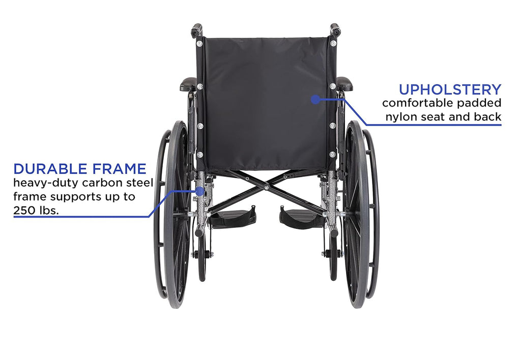 Folding Wheelchair 22 Inch Seat with Padded Legrests & Desk Arms Y270