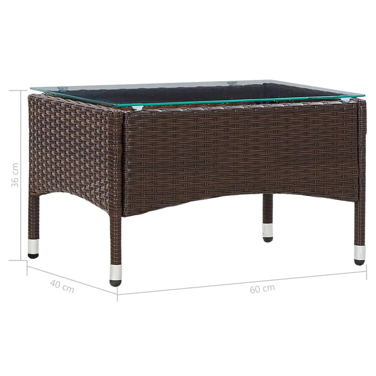 Brown Poly Rattan Glass Tabletop Side Table G929953
