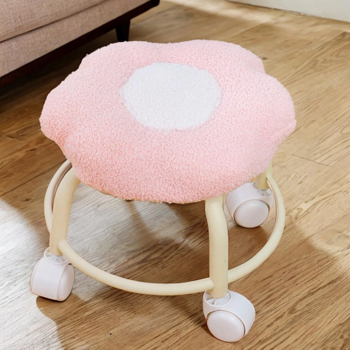 Pink Rolling Swivel Stool Z95670