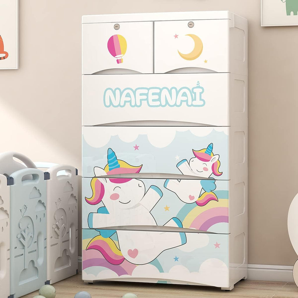 6 Drawer Plastic Storage Dresser with Wheels U4366