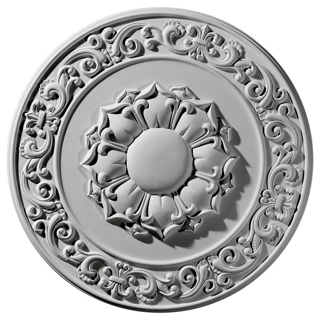 27 3/4x22OD x 2x22P Ceiling Medallion, Hand-Painted Pot of Cream Crackle B2444