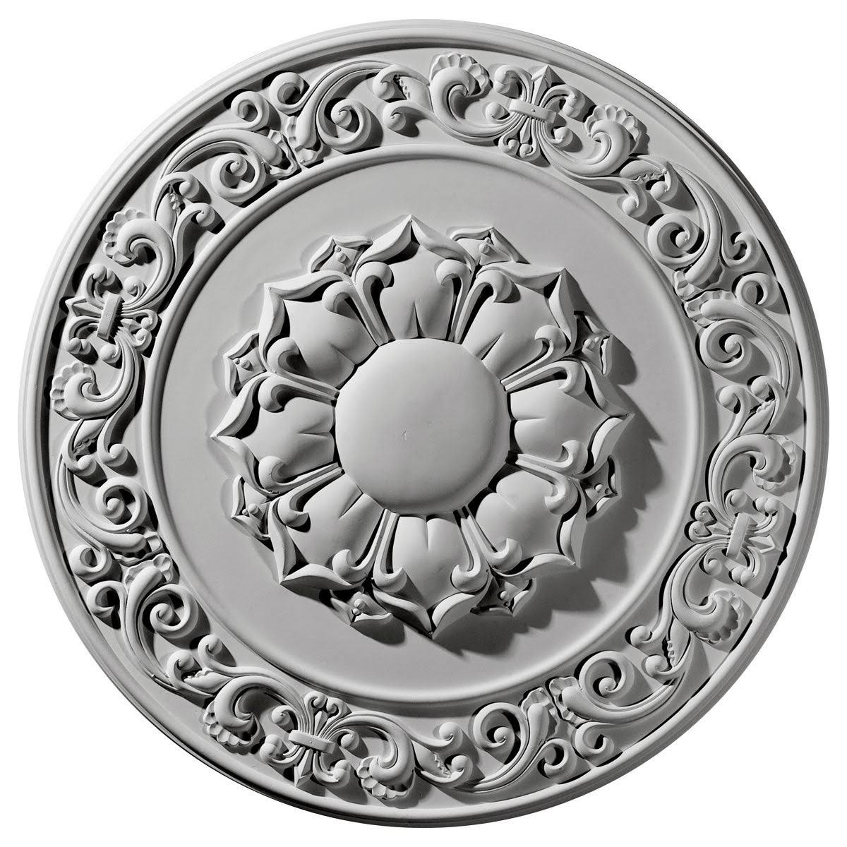 27 3/4x22OD x 2x22P Ceiling Medallion, Hand-Painted Pot of Cream Crackle B2444