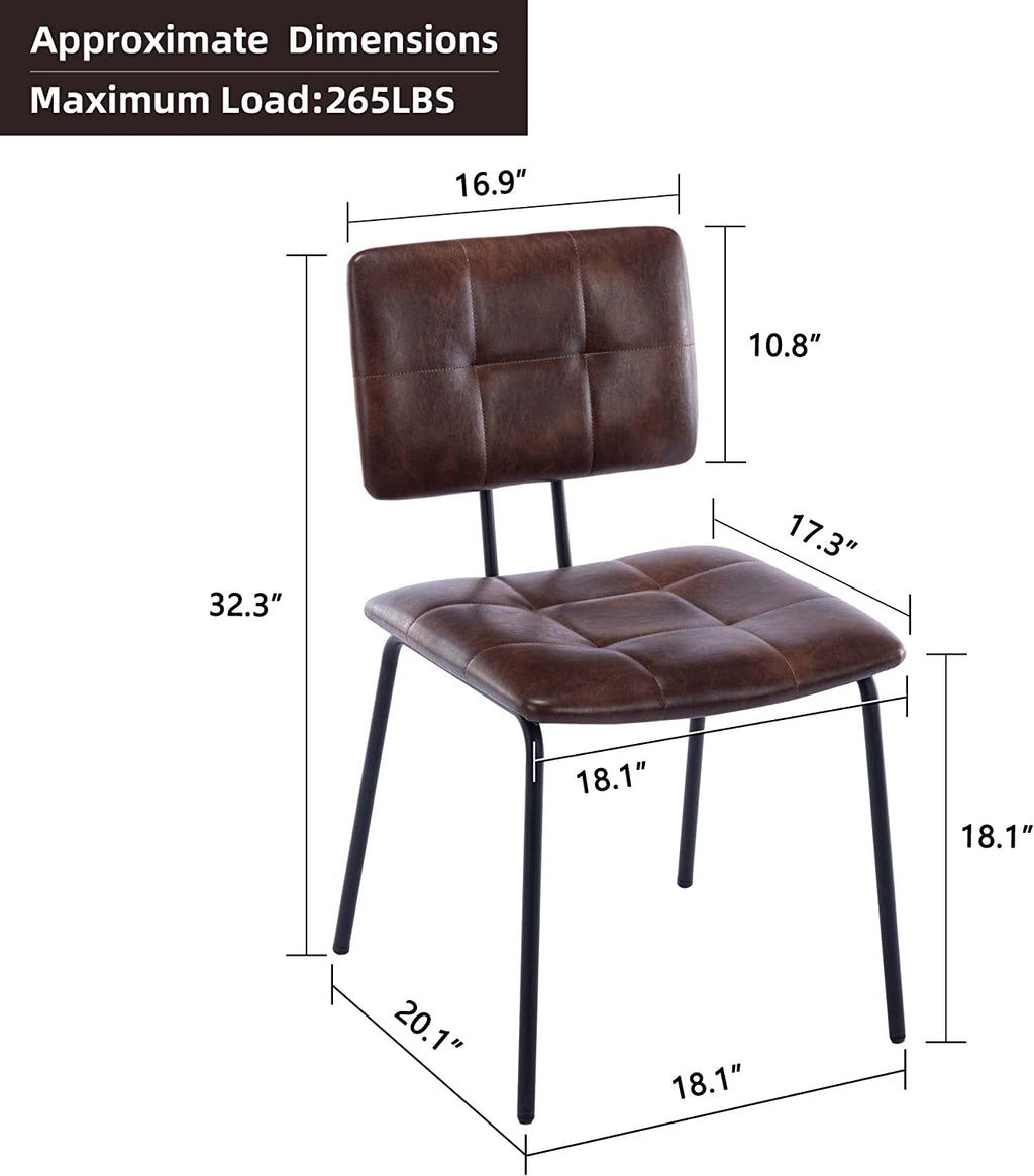 Faux Leather Upholstered Dining Chairs Set of 2 with Metal Legs Z152