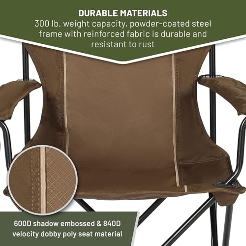 Collapsible Armrests Cup Holder Carry Mat Pet Leash Heavy Duty Foldable Chair Earth Brown M390