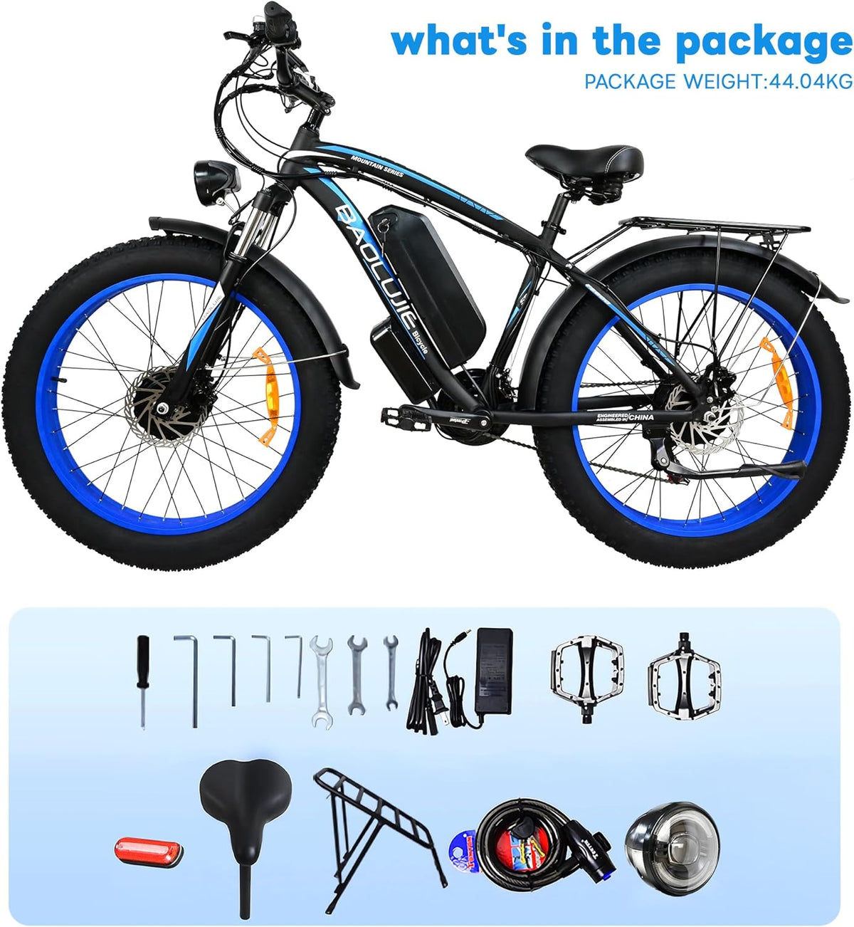 Two 2000W Electric Bikes with 48V 20Ah Removable Batteries 21 Speed Hydraulic Disc Brake (Blue + Blue) Z255