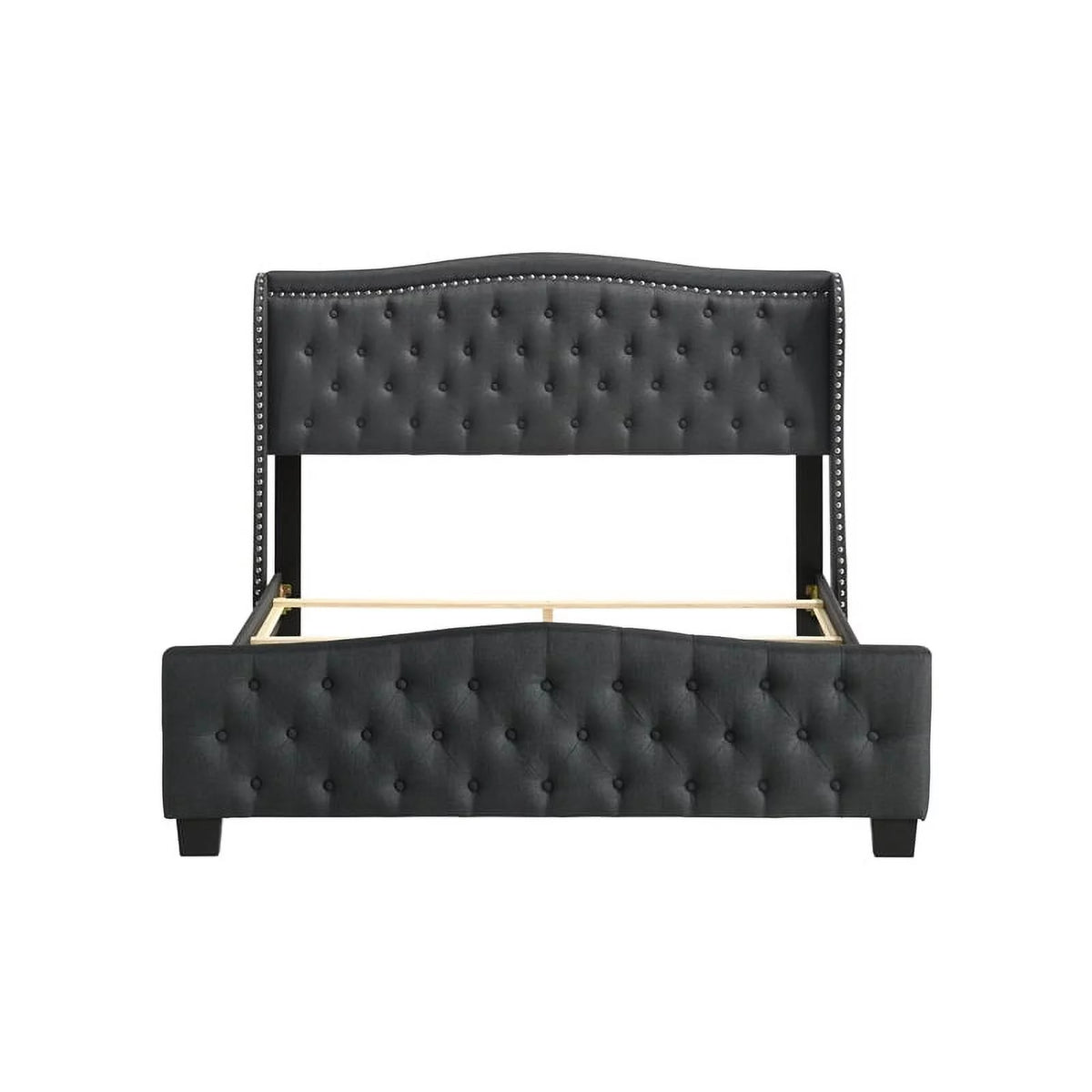 Dark Gray King Tufted Fabric Upholstered Bed D59545