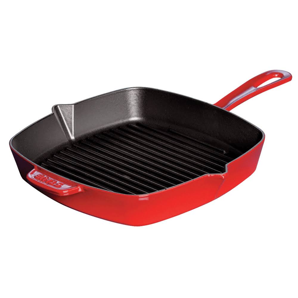 Cast Iron Square Grill Pan, 10-in, Grenadine Z610