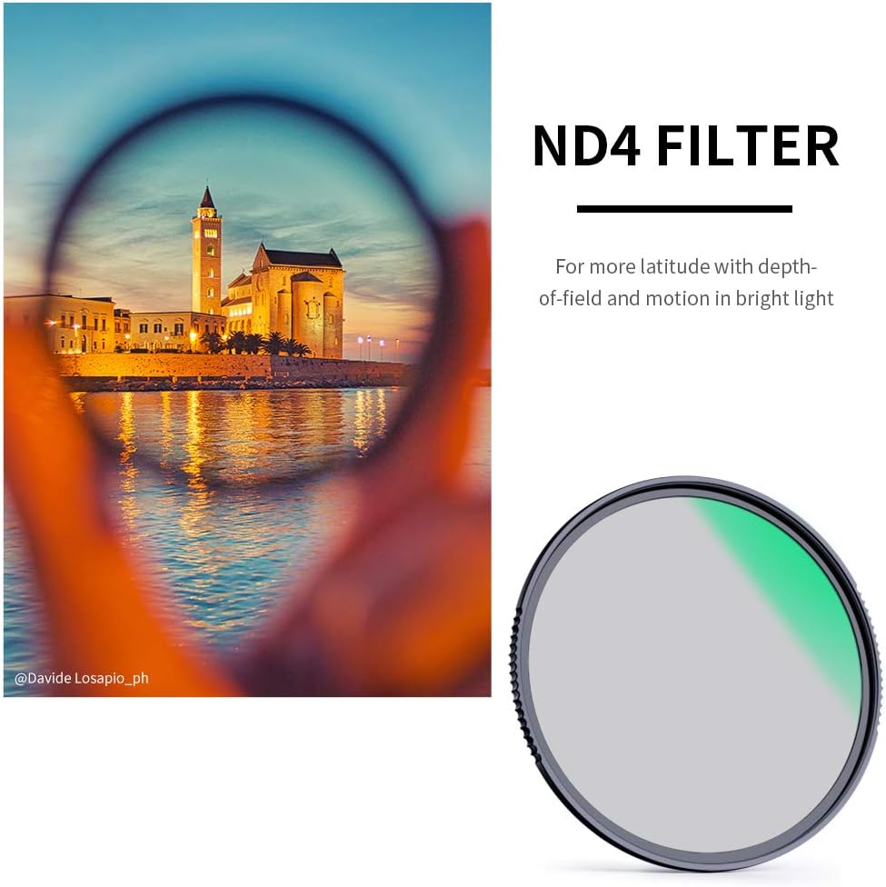 55mm Fixed ND Lens Filter Kit, Neutral Density ND4 ND8 ND64 ND1000 Filter Set with 4-Filter Pouch H6066