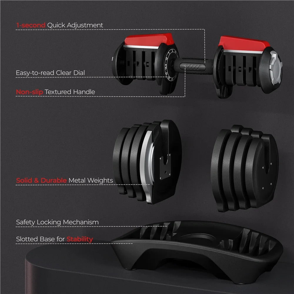 3-40lb 12-in-1 Quick-adjust Dumbbell Weights K627376