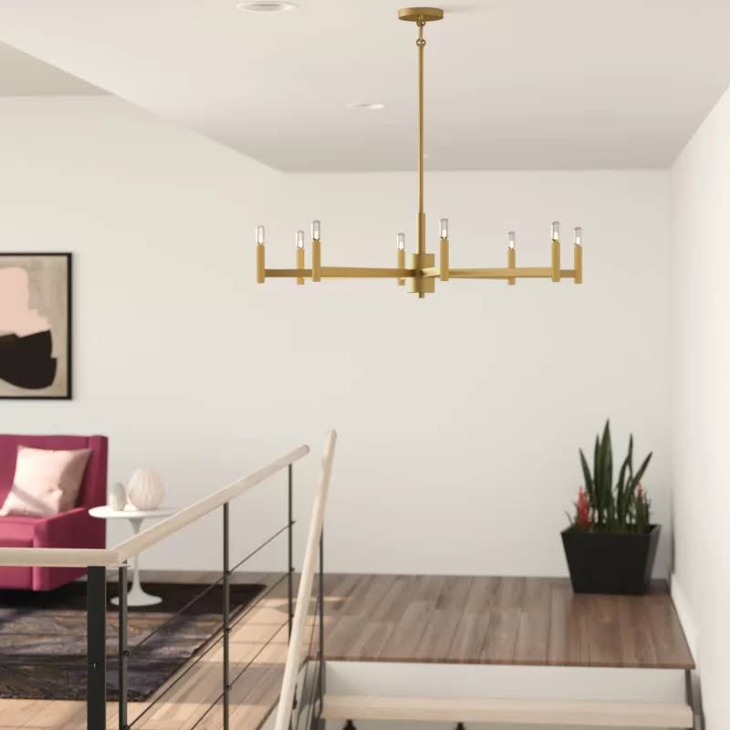 Natural Brass 8-Light Candle Chandelier P713686