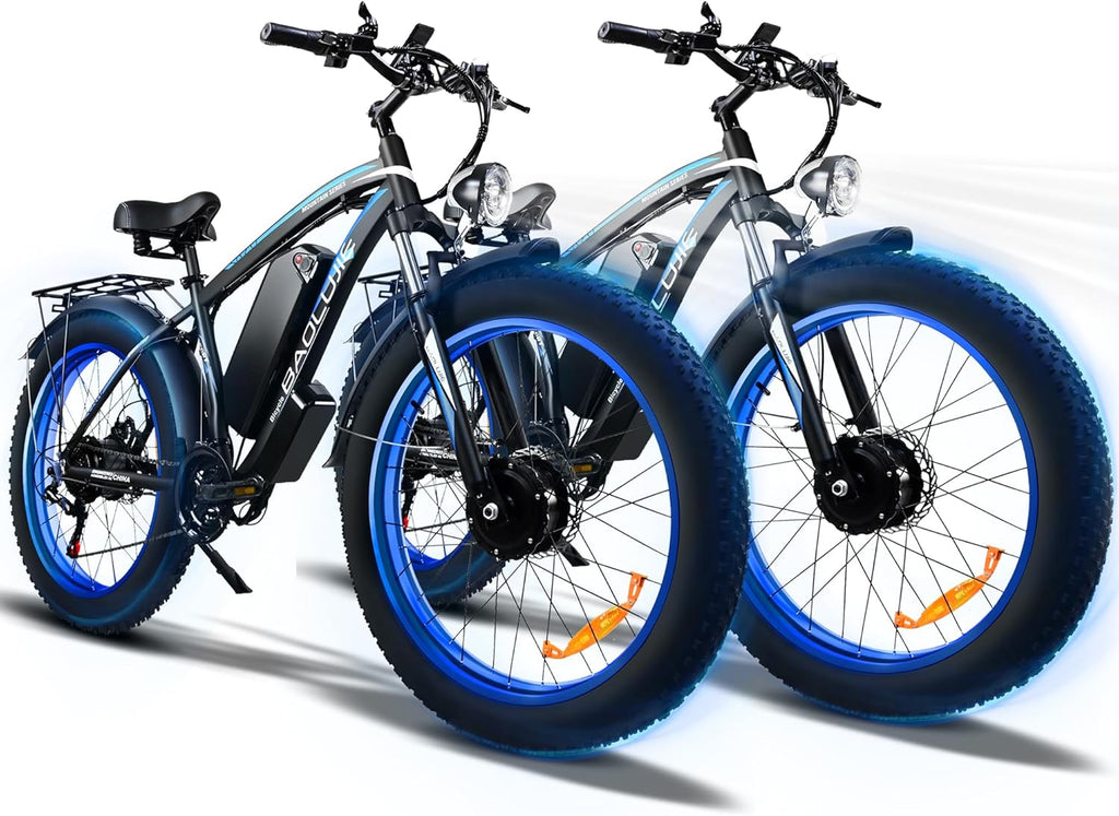 Two 2000W Electric Bikes with 48V 20Ah Removable Batteries 21 Speed Hydraulic Disc Brake (Blue + Blue) Z255