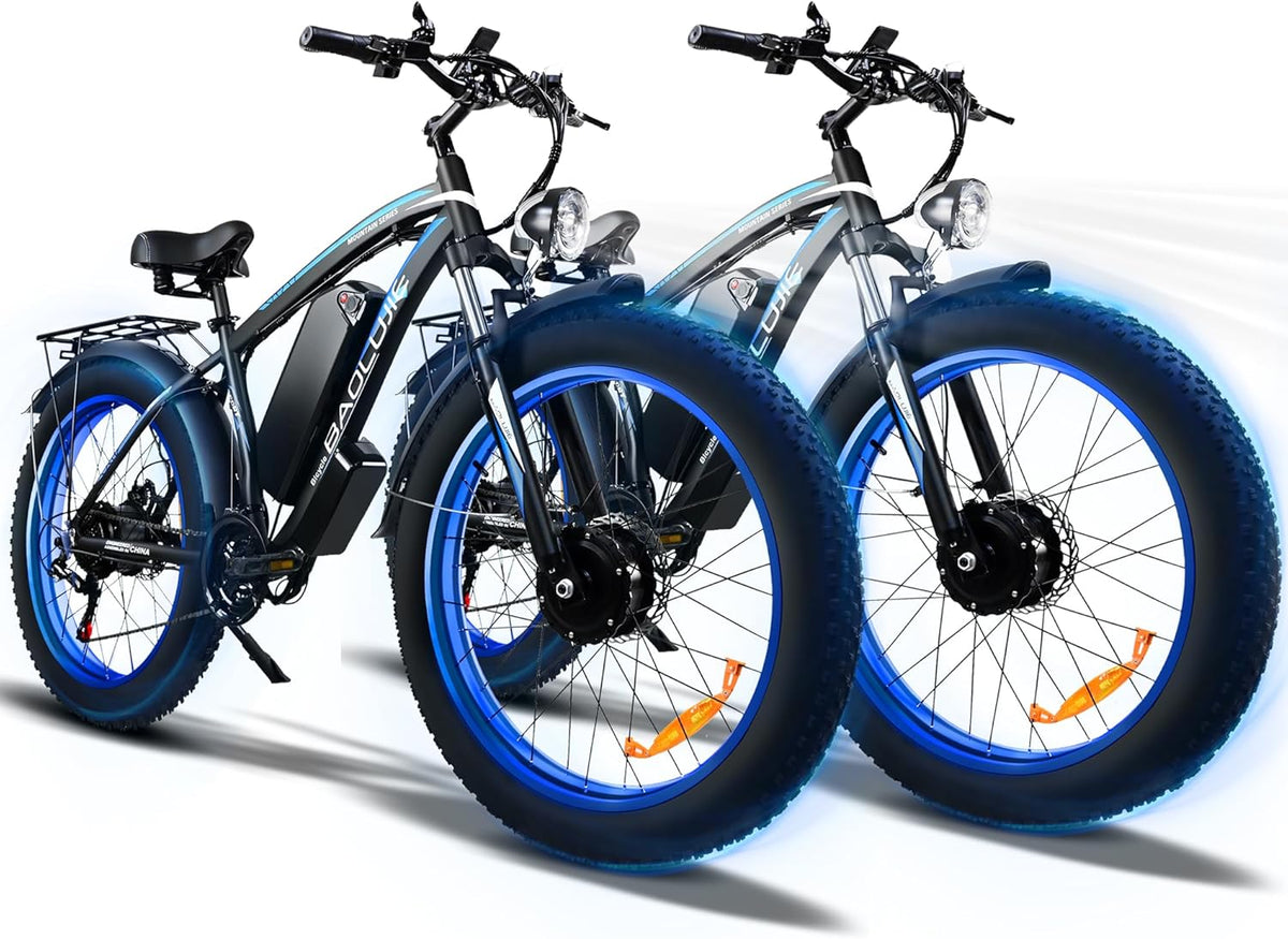 Two 2000W Electric Bikes with 48V 20Ah Removable Batteries 21 Speed Hydraulic Disc Brake (Blue + Blue) Z255