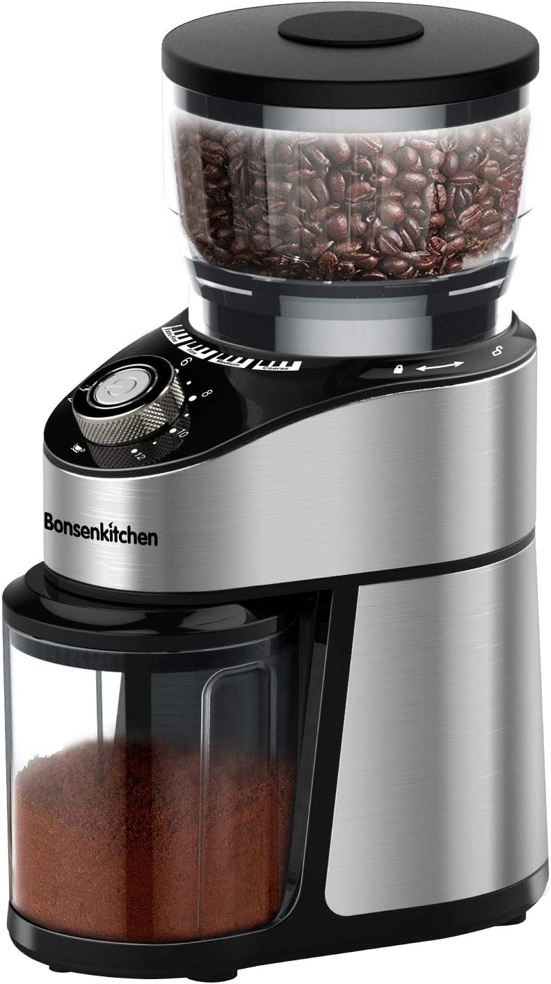 Adjustable Electric Conical Burr Coffee Grinder with 12 Grind Settings W39716