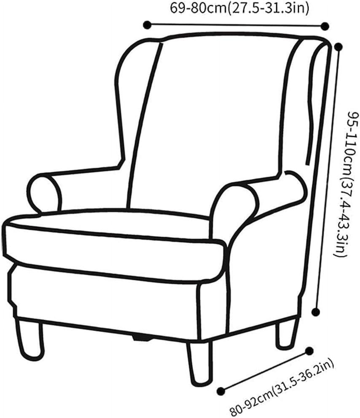 Pink Velvet Stretch Wingback Chair Sofa Slipcover with Elastic Bottom U82367