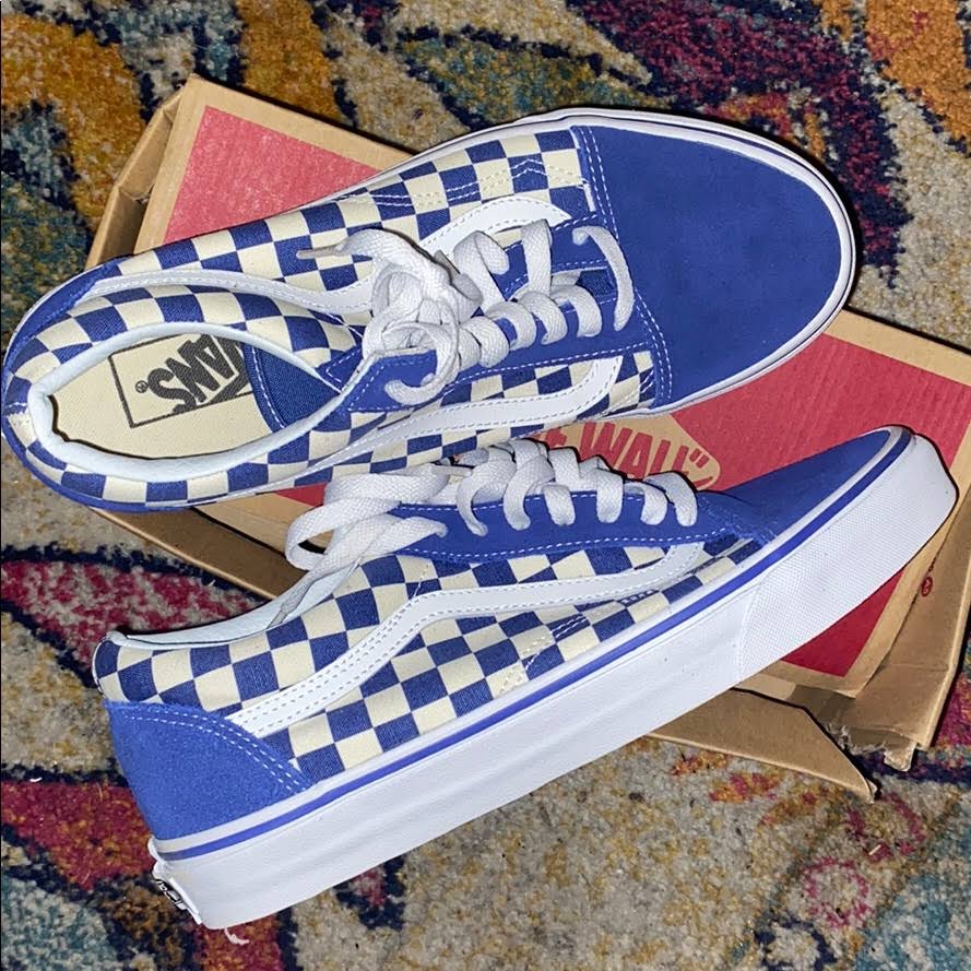 Blue Checkerboard Vans Shoes I7380
