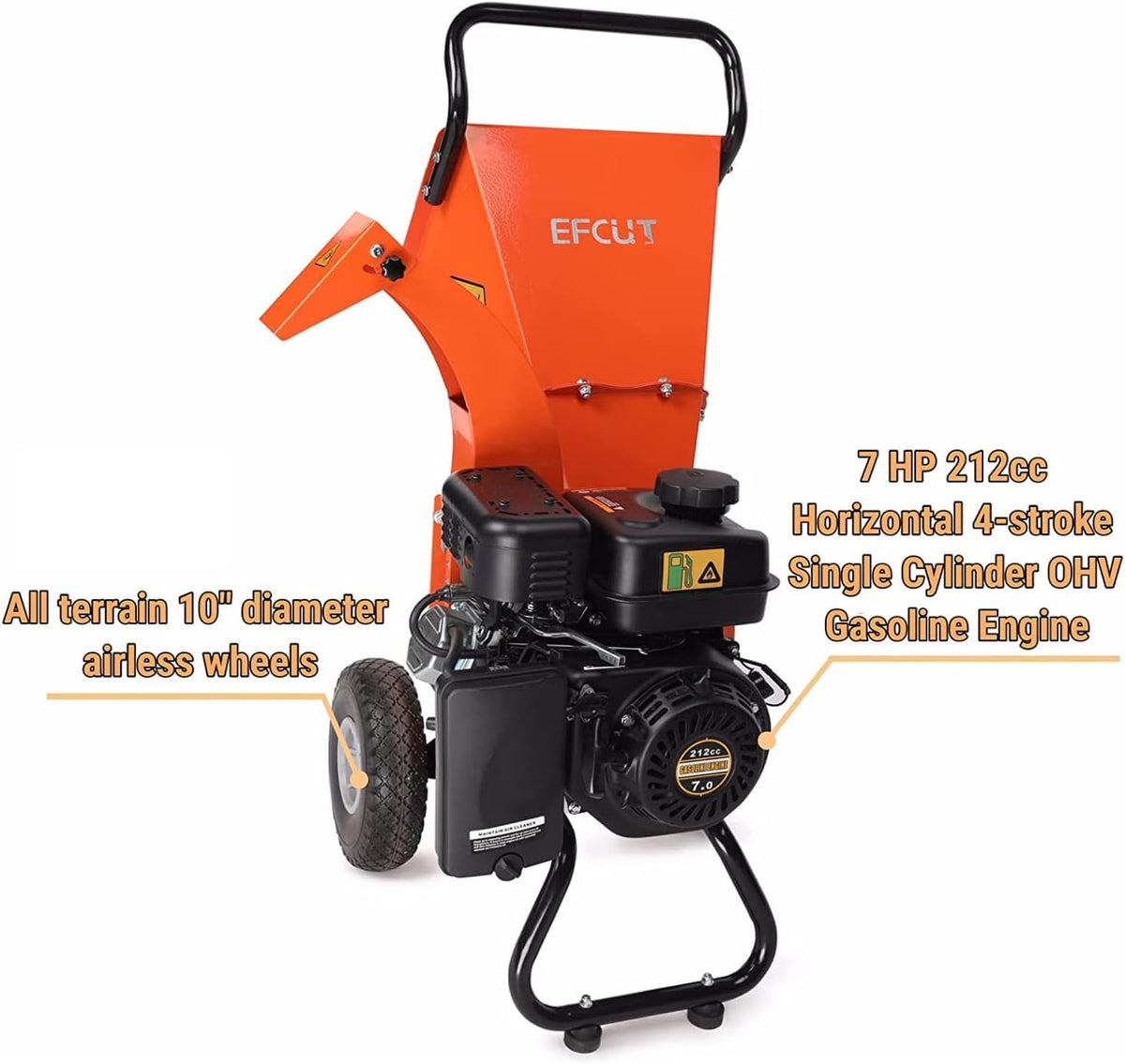 Mini Wood Chipper Shredder Mulcher, 7 HP 212cc Gasoline Engine, 3" Max Wood Diameter X235417