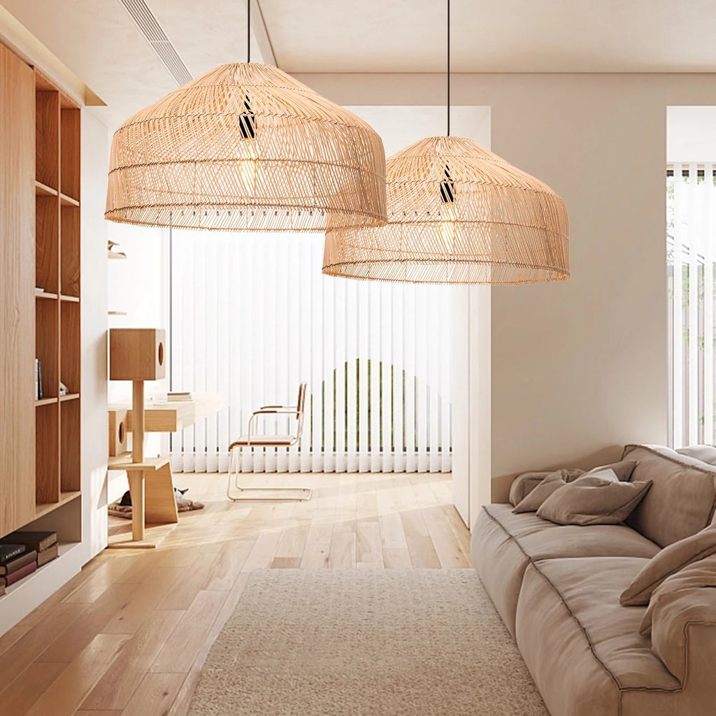 Woven Rattan Pendant Light Chandelier Ceiling Fixture N108744