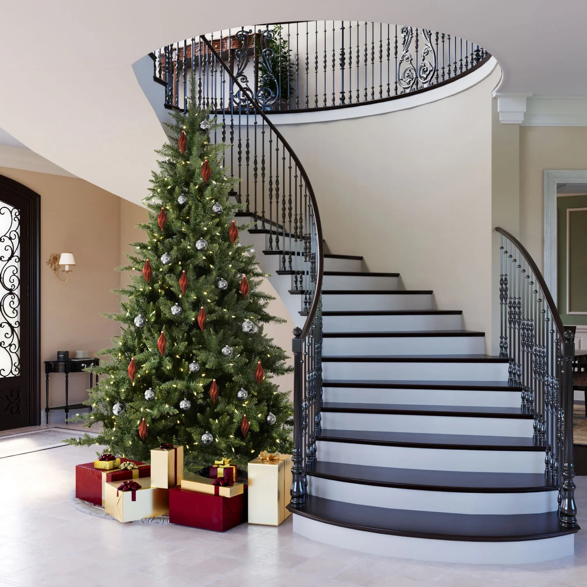 9.5' Artificial Christmas Tree with Multi-colored Lights I8386