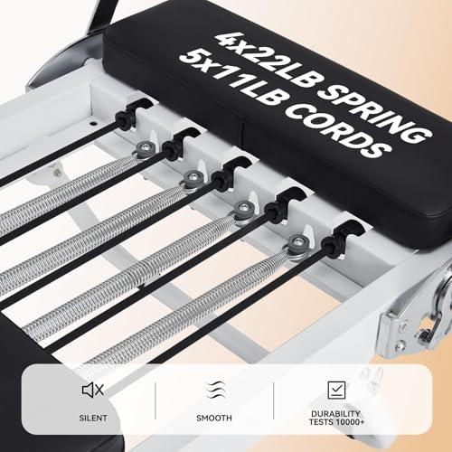 Foldable Pilates Reformer Machine with Dual Resistance Springs and Cords U167578