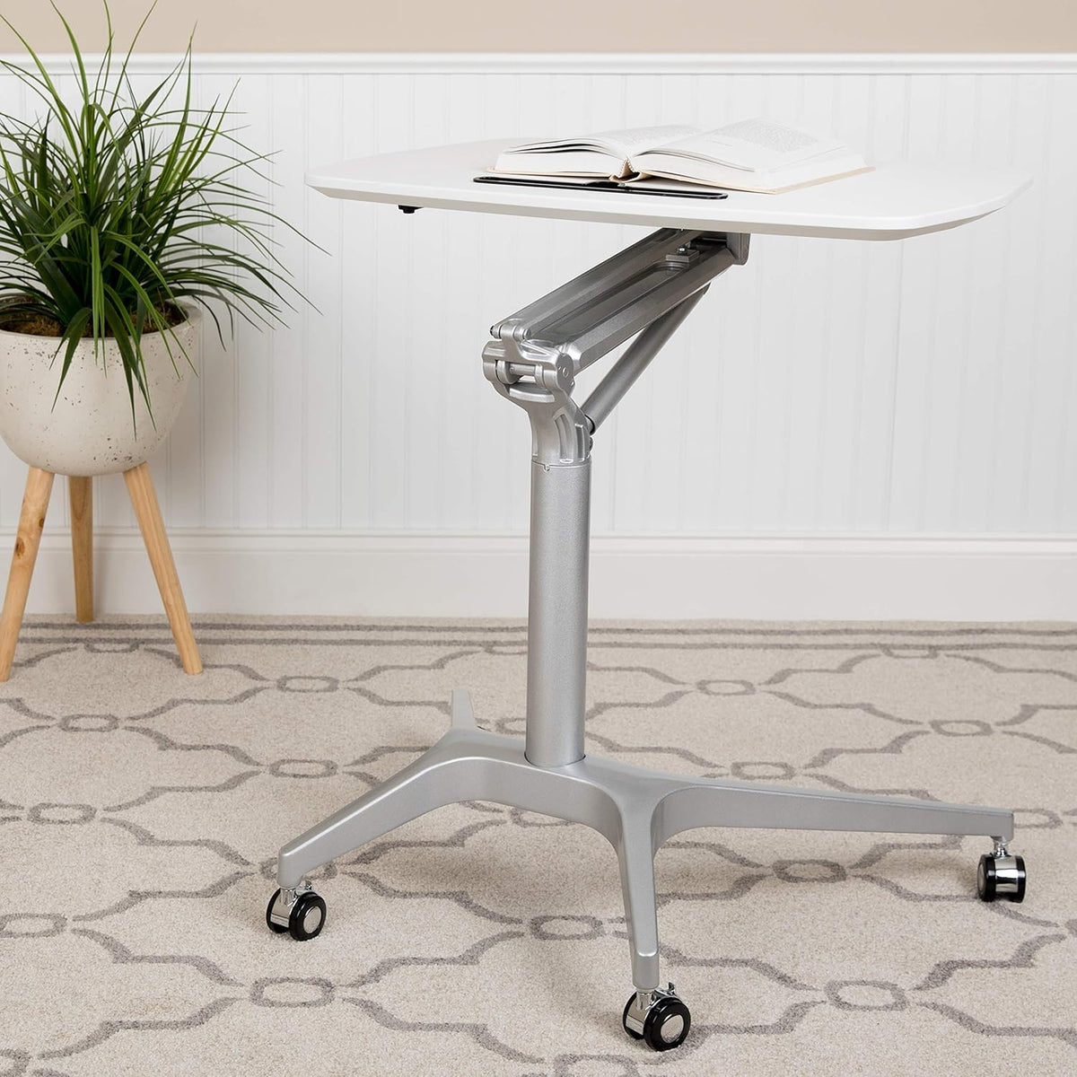 Black Mobile Ergonomic Desk with Adjustable Height B341553