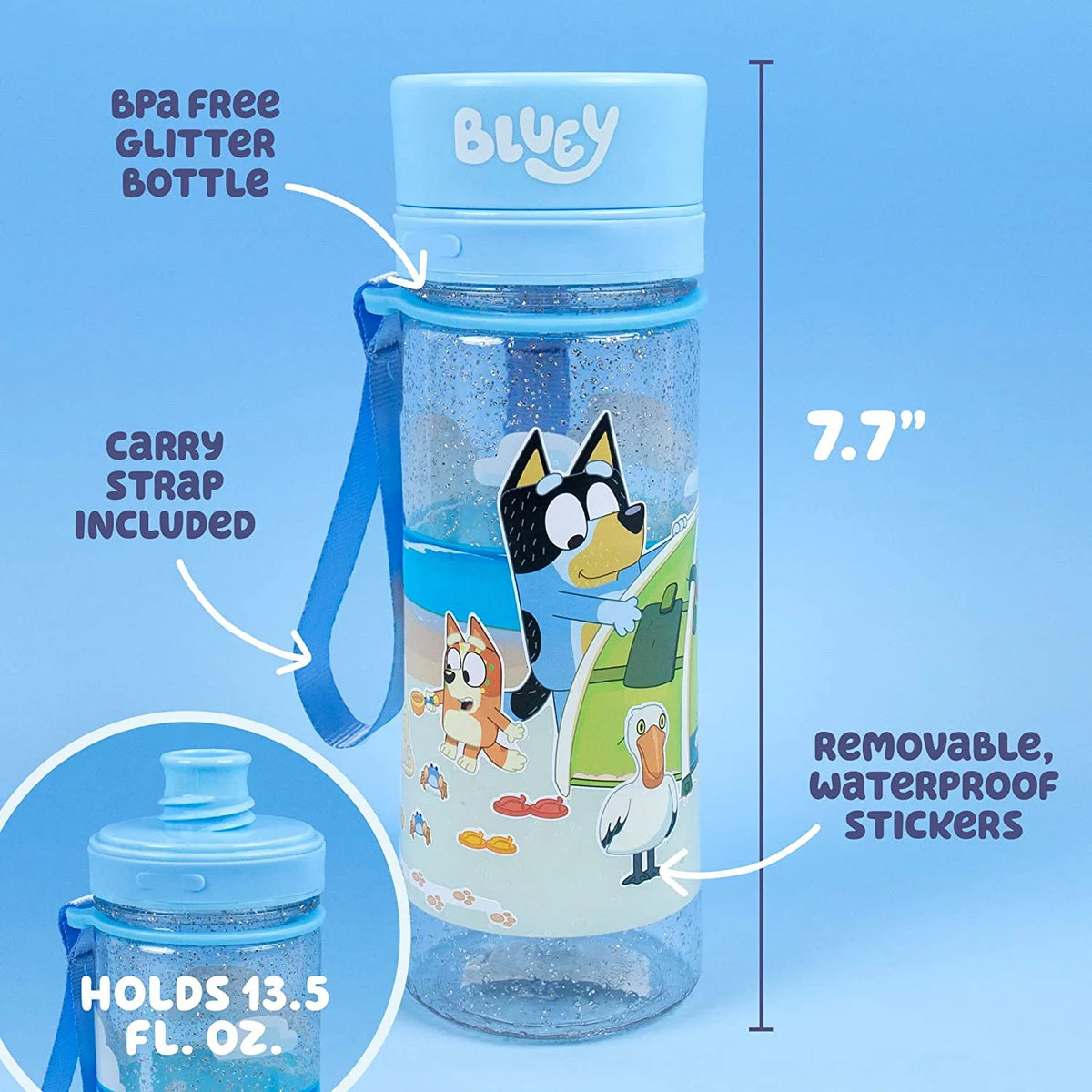Bluey Decorate Your Own Reusable BPA-Free Water Bottle with Repositionable Stickers R838217