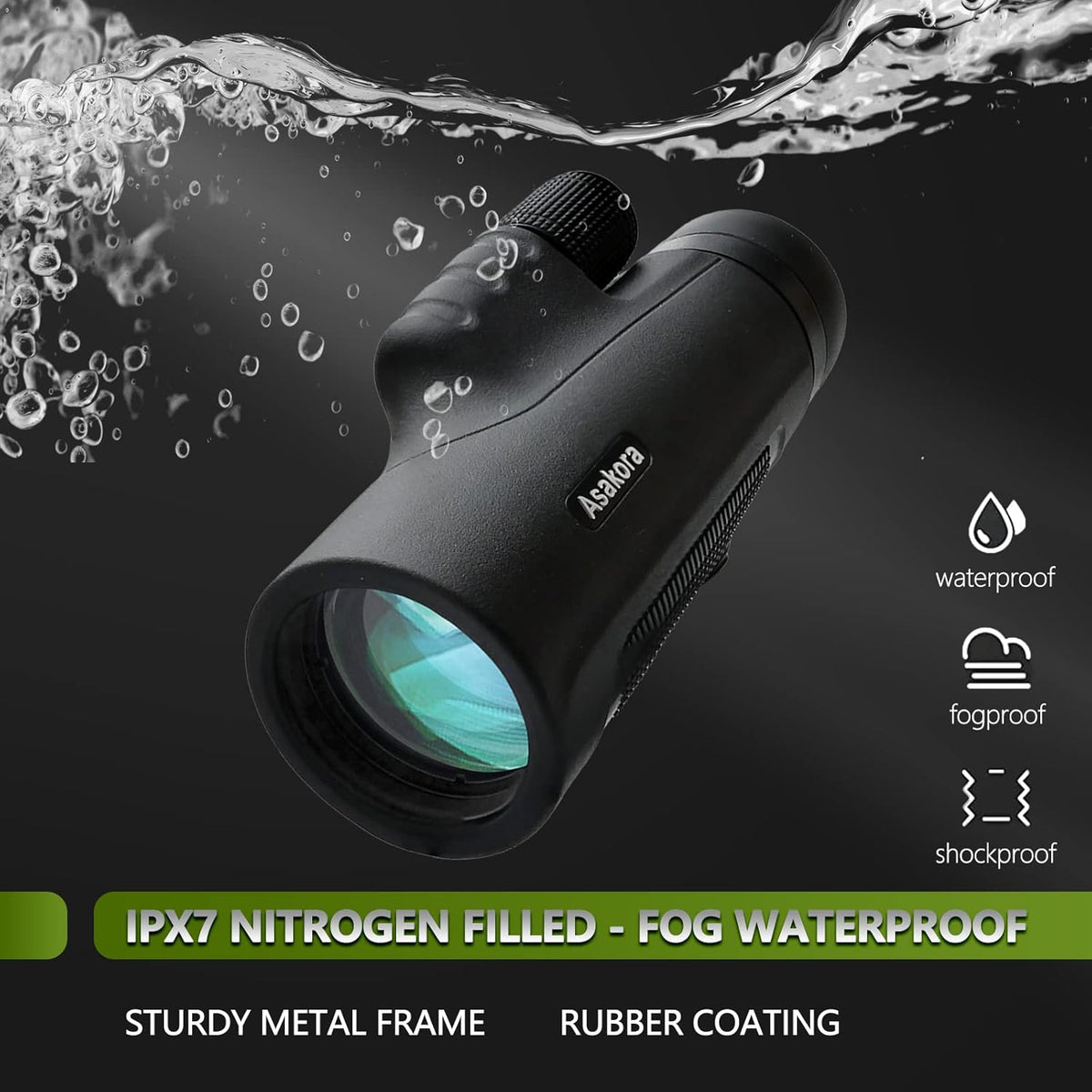 12x50 Waterproof Monocular with Smartphone Adapter & Tripod F534971