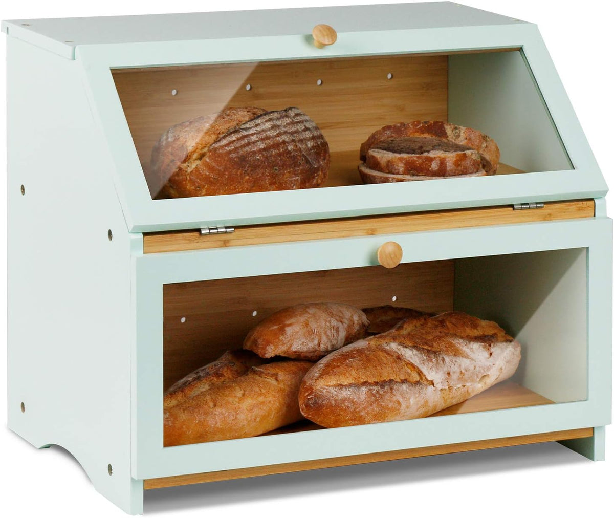 Natural Bamboo Double Layer Large Bread Box H505