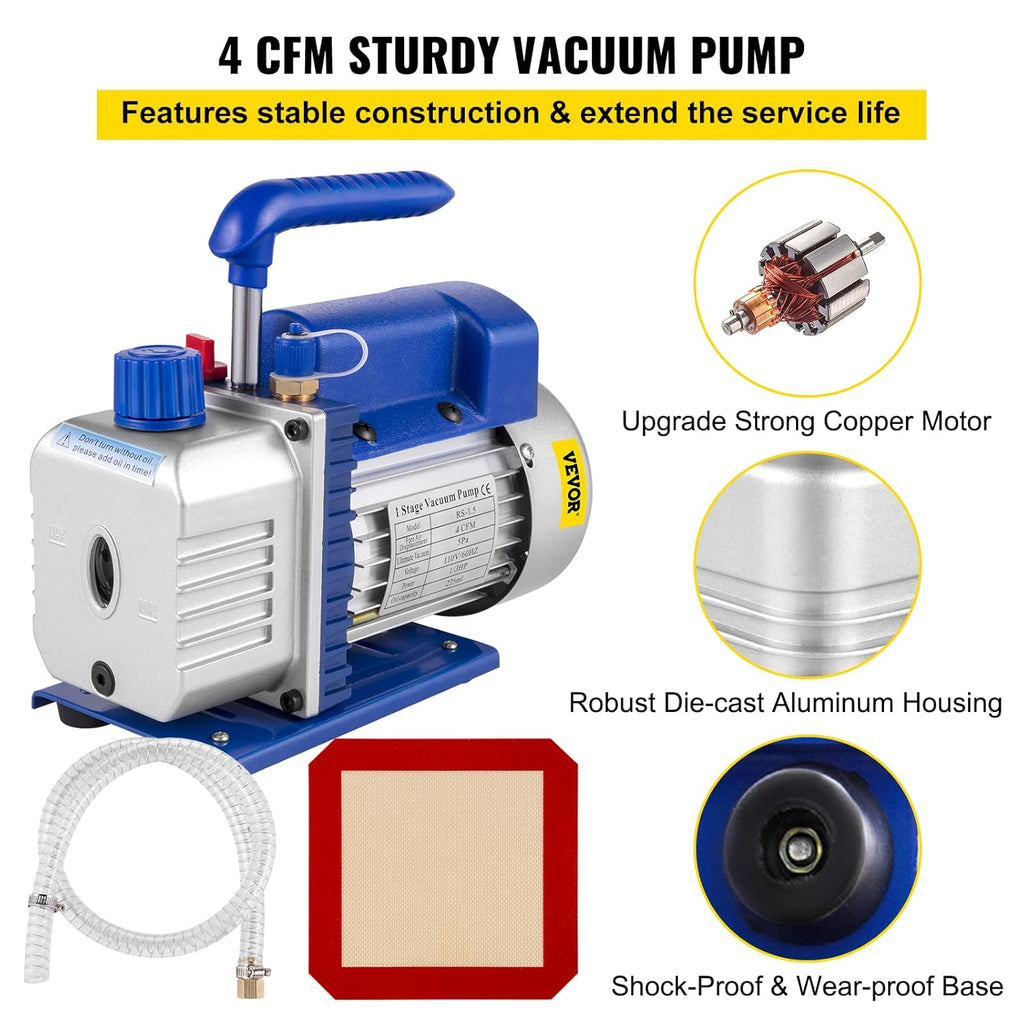 Vacuum Chamber Kit with Pump, 4CFM 1/3HP, 2 Gallon E587723