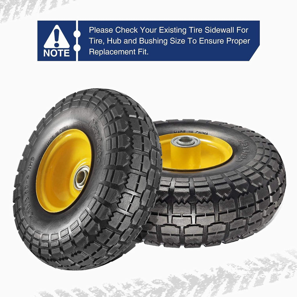 4 Pack 10 Inch Solid Rubber Tyre Wheels with Yellow Steel Hub I4754