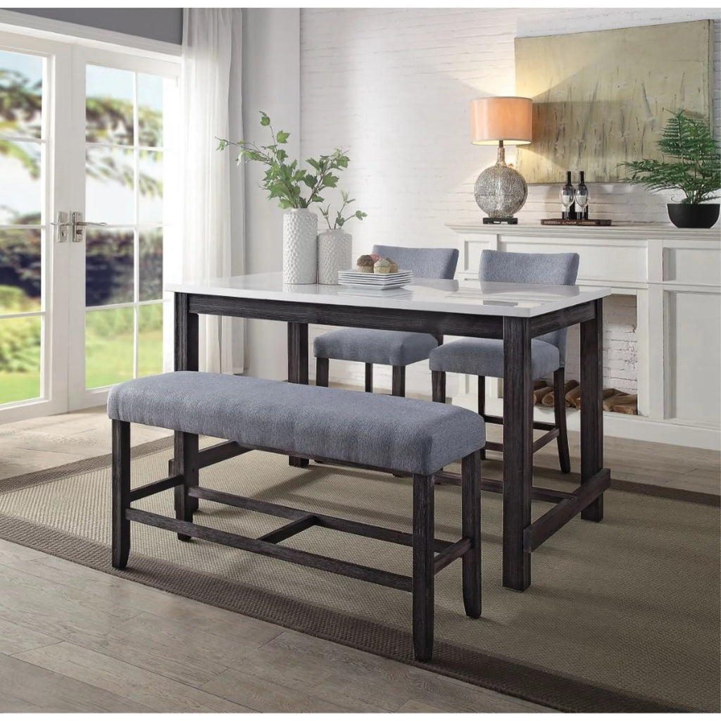 Counter Height Table Marble Weathered Espresso G8457