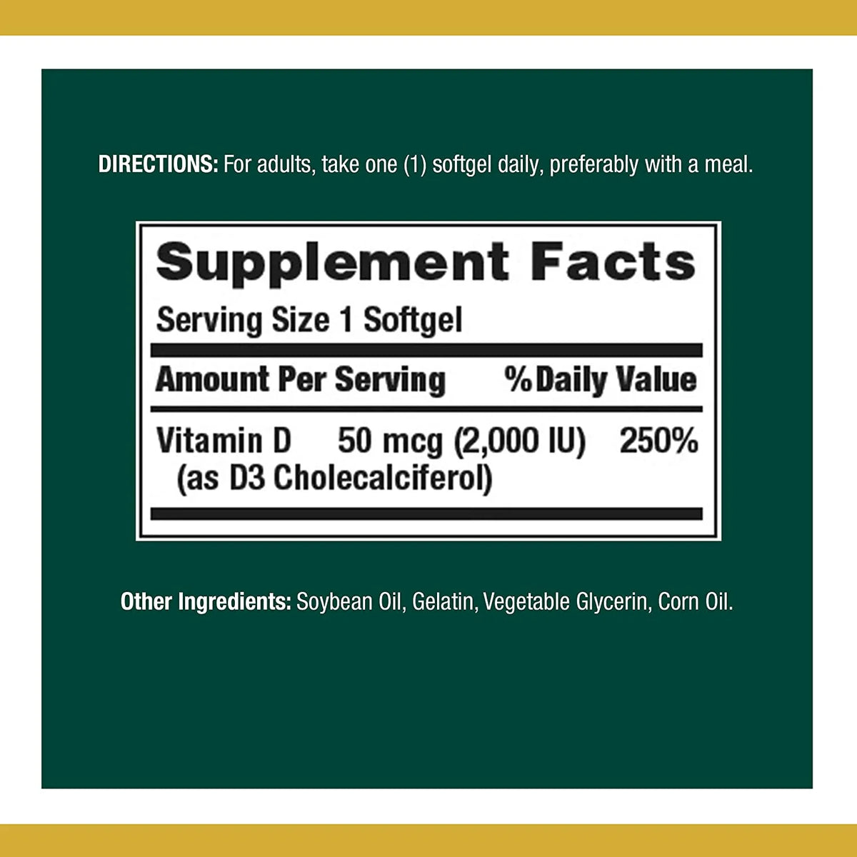 Vitamin D3 Softgels, 50 mcg, 2000 IU, 150 Ct, 2 Pack W772