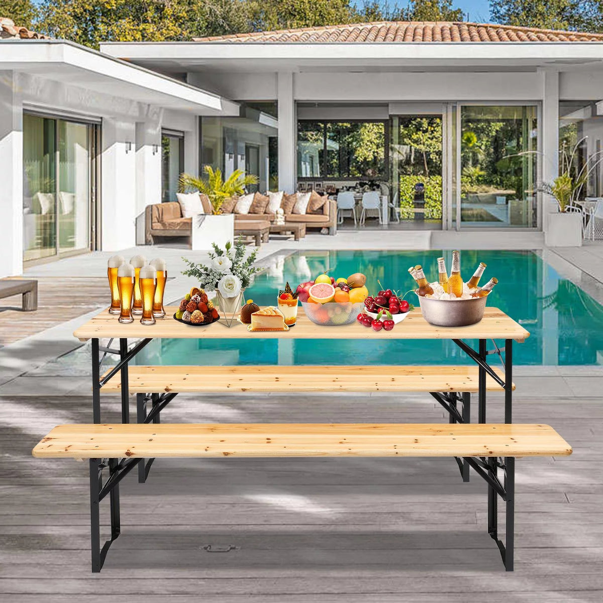 3-Piece Outdoor Folding Picnic Table Bench Set B1320
