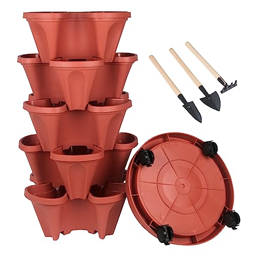 7 Tier Stackable Planters with Removable Wheels U23918