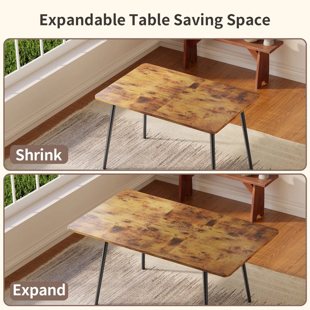 Extendable Kitchen Table Set for 4-6 People, 7-Piece Dining Table Set With 6 Chairs L51246