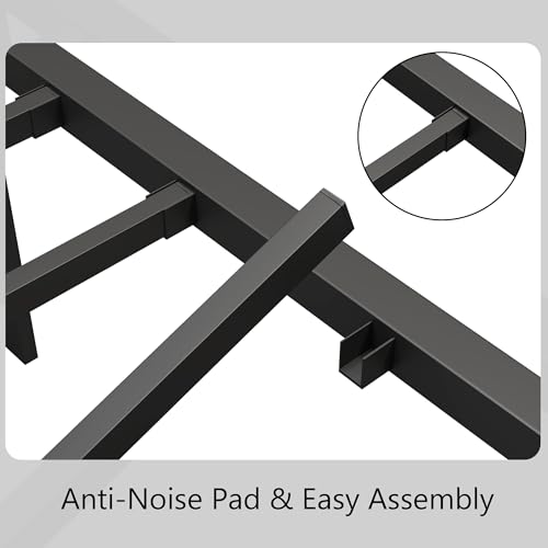 Full Size Black Metal Platform Bed Frame with Headboard and Footboard D408977