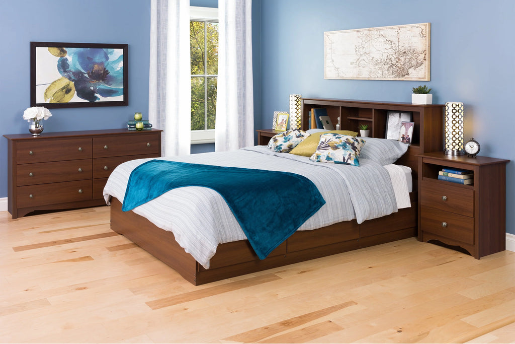 White Full/Queen Bookcase Headboard W554